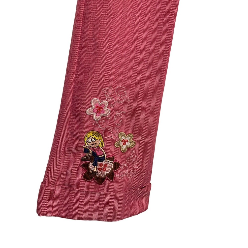 Lizzie McGuire Girls Embroidered Pink Pants Size 8  Satin Pocket Y2K Rare
